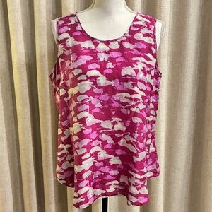 Coldwater Creek Fuchsia Pink and White Silk Tank Top Medium M